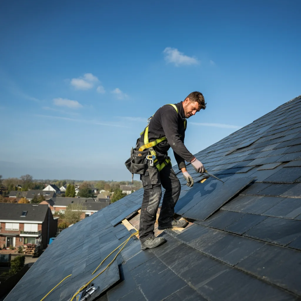 Couvreur professionnel en intervention